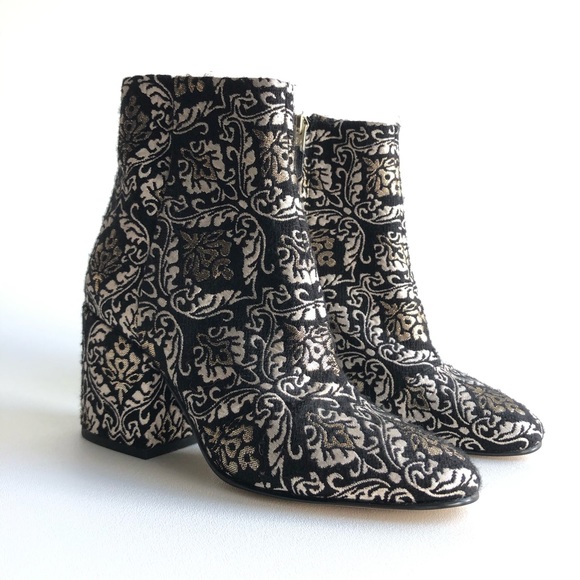 SAM EDELMAN Taye Embroidered Black Booties - Picture 2 of 8